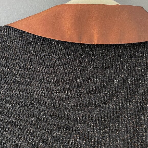 St. John Knit Skirt Suit Set Metallic Black Copper 3 Pc Blazer Skirt Silk Top 14 - Picture 7 of 16